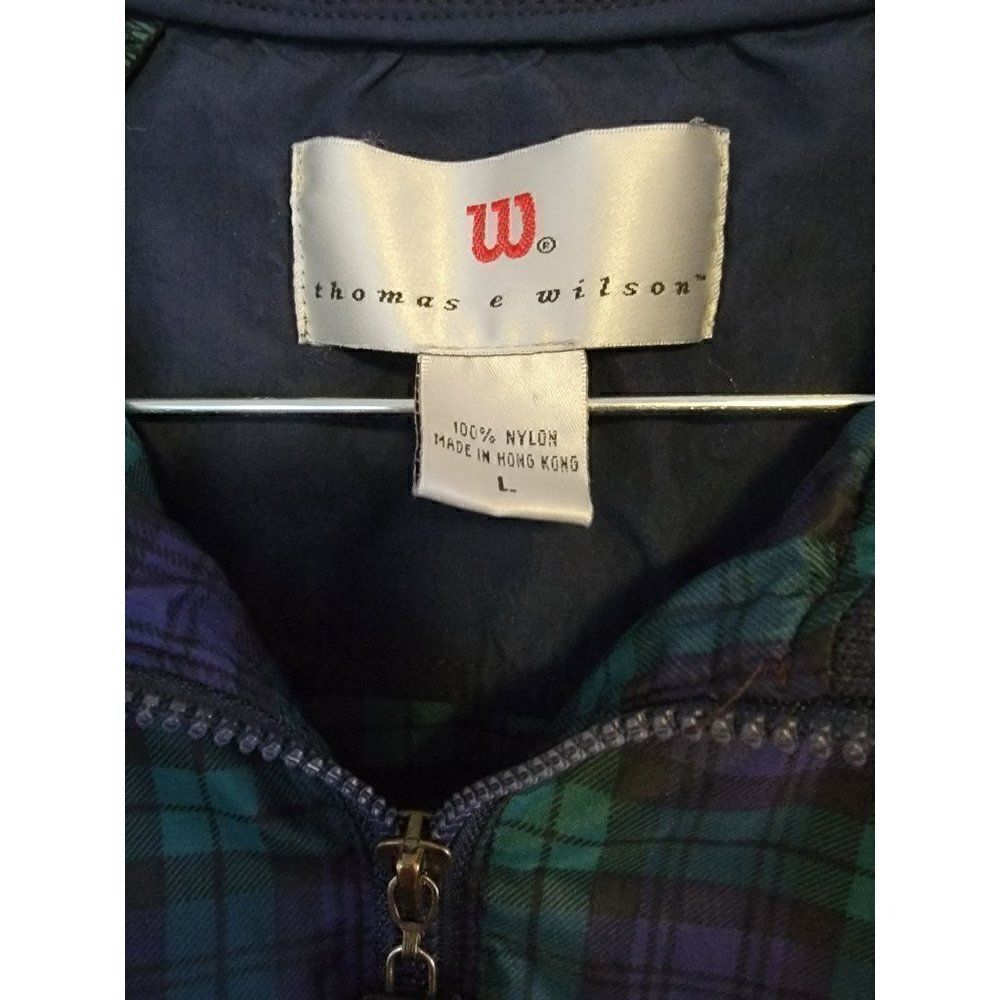 VTG Thomas E Wilson Golf Jacket Pullover Mens L Blue Plaid 1/2 Zip Windbreaker - Picture 4 of 4